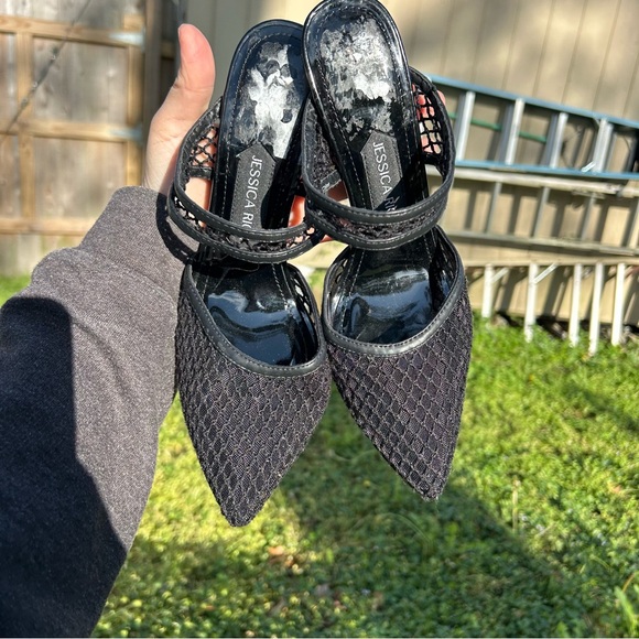 JESSICA RICH Ysabelle‎ Stiletto Fishnet Pointed Toe Pump in Black Size 39 (9 us) - Picture 7 of 9